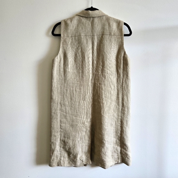 Massimo Dutti M linen vest sleeveless blazer, tan - Picture 2 of 8